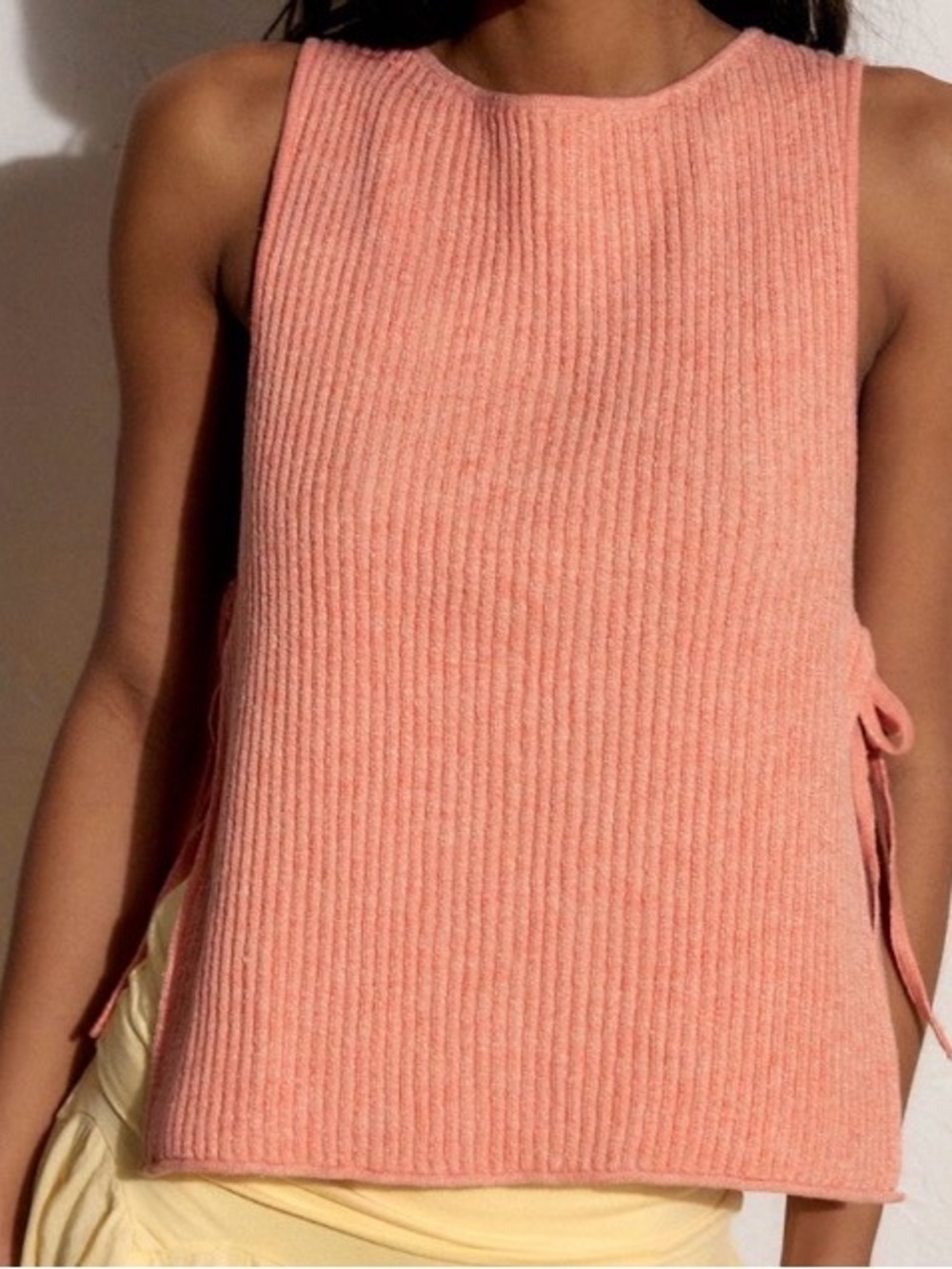 Sleeveless Ribbed Knit Top in Orange Free People